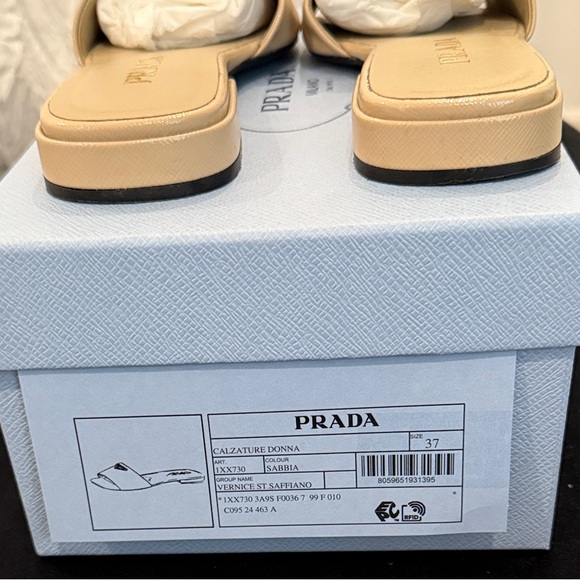 Prada Women’s Beige Patent Leather Slide - Picture 5 of 12